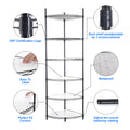 6 Tier Shelf Corner Wire Shelf Rack Adjustable Metal Heavy Duty Free Standing Corner Storage Display Chrome Rack For Bathroom, Living Room, Kitchen Black Black Iron Plastic