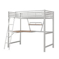 Twin Size Loft Metal&Mdf Bed With Desk And Shelf, Silver Old Sku:Sm001105Aan 1 Silver Metal