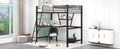 Twin Size Loft Metal&Mdf Bed With Desk And Shelf, Black Old Sku:Sm001105Aab 1 Black Metal
