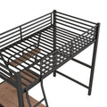 Twin Size Loft Metal&Mdf Bed With Desk And Shelf, Black Old Sku:Sm001105Aab 1 Black Metal