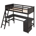 Twin Size Loft Bed With Shelves And Desk, Wooden Loft Bed With Desk Espresso Old Sku:Lt000537Aap Twin Espresso Solid Wood