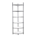 6 Tier Shelf Corner Wire Shelf Rack Adjustable Metal Heavy Duty Free Standing Corner Storage Display Chrome Rack For Bathroom, Living Room, Kitchen Black Black Iron Plastic