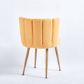Modern Yellow Dining Chair Set Of 2 With Iron Tube Wood Color Legs, Shorthair Cushions And Comfortable Backrest, Suitable For Dining Room, Living Room, Cafe, Simple Structure. Yellow Fabric