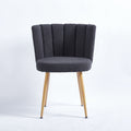 Modern Gray Dining Chair Set Of 2 With Iron Tube Wood Color Legs, Shorthair Cushions And Comfortable Backrest, Suitable For Dining Room, Living Room, Cafe, Simple Structure. Grey Fabric