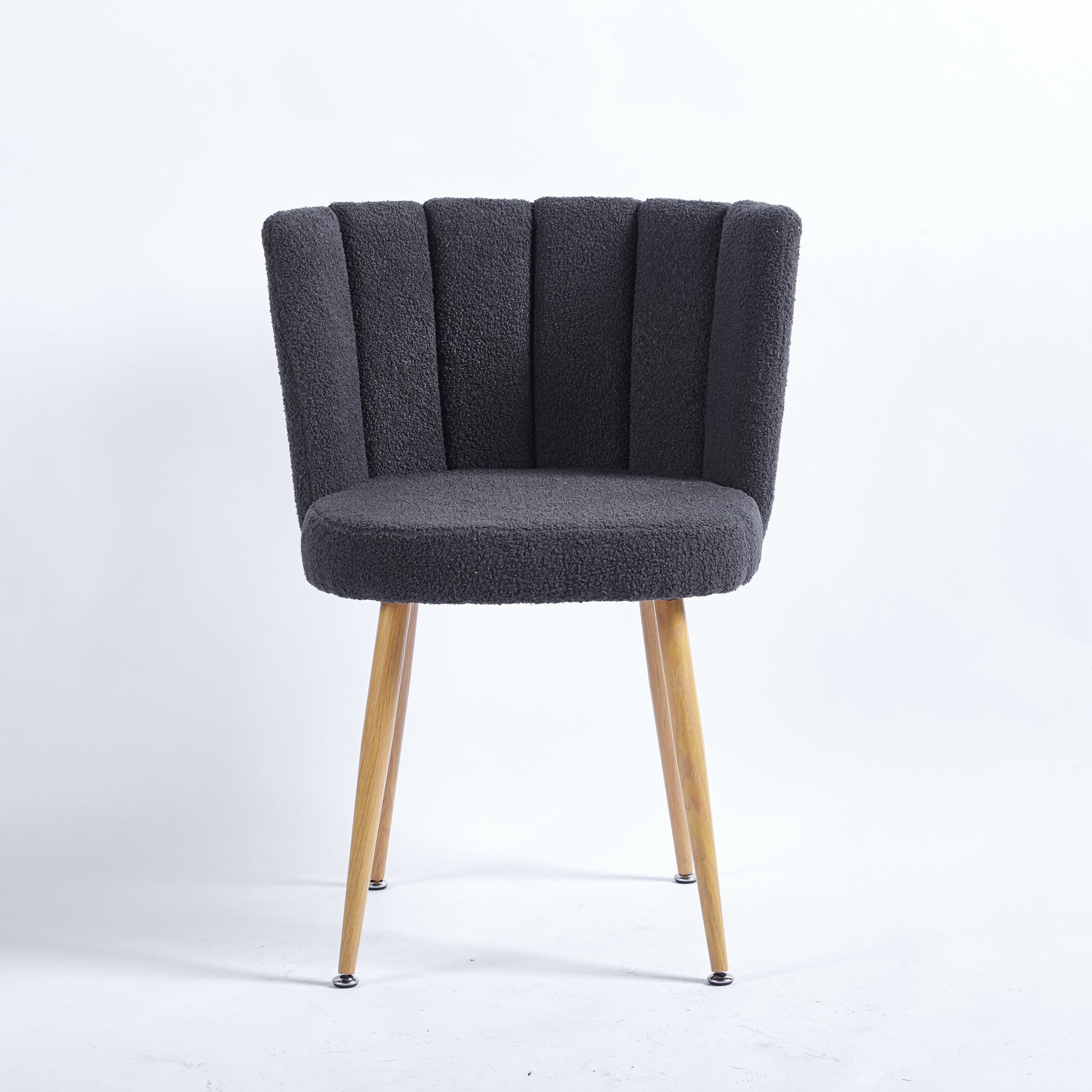 Modern Gray Dining Chair Set Of 2 With Iron Tube Wood Color Legs, Shorthair Cushions And Comfortable Backrest, Suitable For Dining Room, Living Room, Cafe, Simple Structure. Grey Fabric