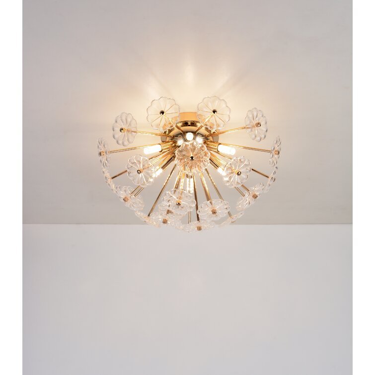 Flush Mount Ceiling Light, Crystal Chandelier Light Fixture Sputnik Firework Ceiling Lamp Modern Golden Close To Ceiling Light Gold Metal