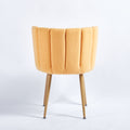 Modern Yellow Dining Chair Set Of 2 With Iron Tube Wood Color Legs, Shorthair Cushions And Comfortable Backrest, Suitable For Dining Room, Living Room, Cafe, Simple Structure. Yellow Fabric