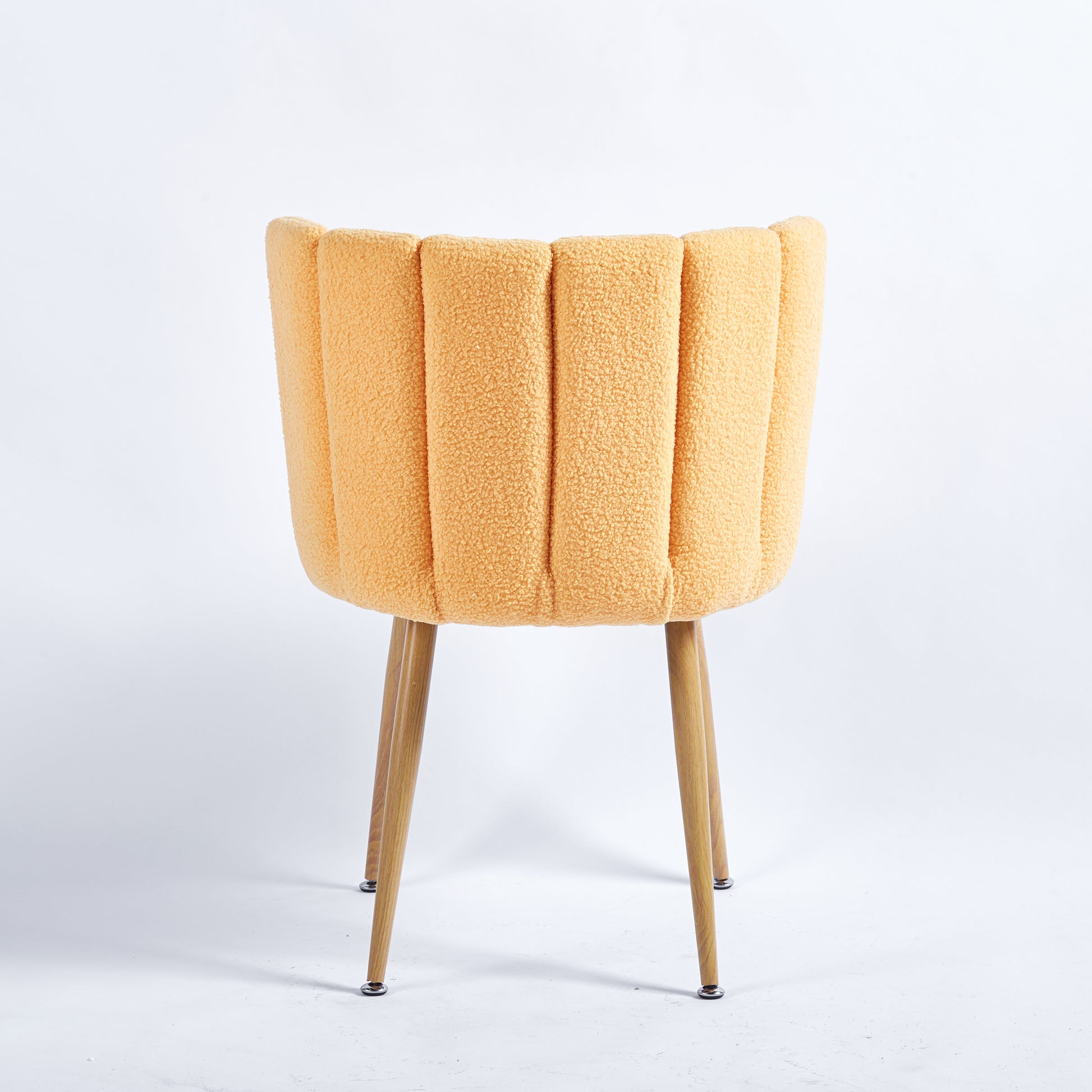 Modern Yellow Dining Chair Set Of 2 With Iron Tube Wood Color Legs, Shorthair Cushions And Comfortable Backrest, Suitable For Dining Room, Living Room, Cafe, Simple Structure. Yellow Fabric