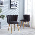 Modern Gray Dining Chair Set Of 2 With Iron Tube Wood Color Legs, Shorthair Cushions And Comfortable Backrest, Suitable For Dining Room, Living Room, Cafe, Simple Structure. Grey Fabric