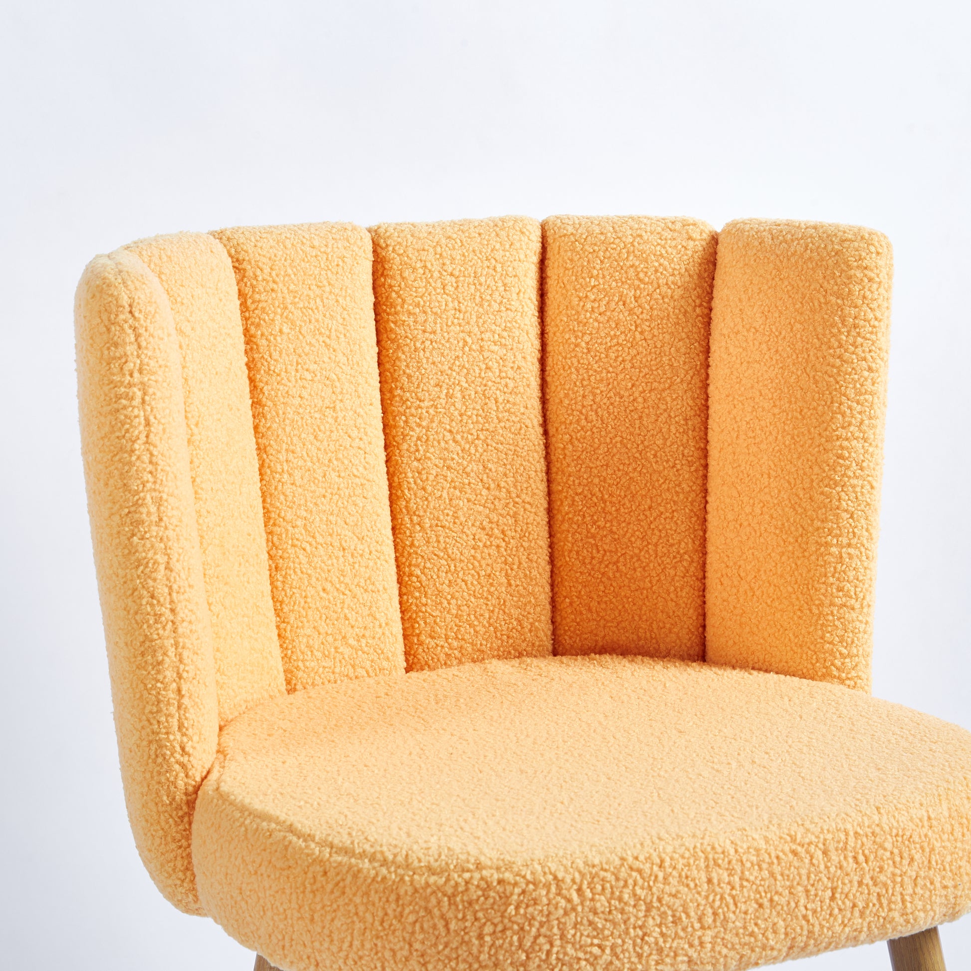 Modern Yellow Dining Chair Set Of 2 With Iron Tube Wood Color Legs, Shorthair Cushions And Comfortable Backrest, Suitable For Dining Room, Living Room, Cafe, Simple Structure. Yellow Fabric