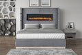 Lizelle Upholstery Wooden Queen Bed With Ambient Lighting In Gray Velvet Finish Box Spring Required Queen Gray Wood Bedroom Modern Slat Beds Upholstered Velvet Wood