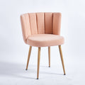 Modern Beige Dining Chair Set Of 2 With Iron Tube Wood Color Legs, Shorthair Cushions And Comfortable Backrest, Suitable For Dining Room, Living Room, Cafe, Simple Structure. Light Beige Fabric