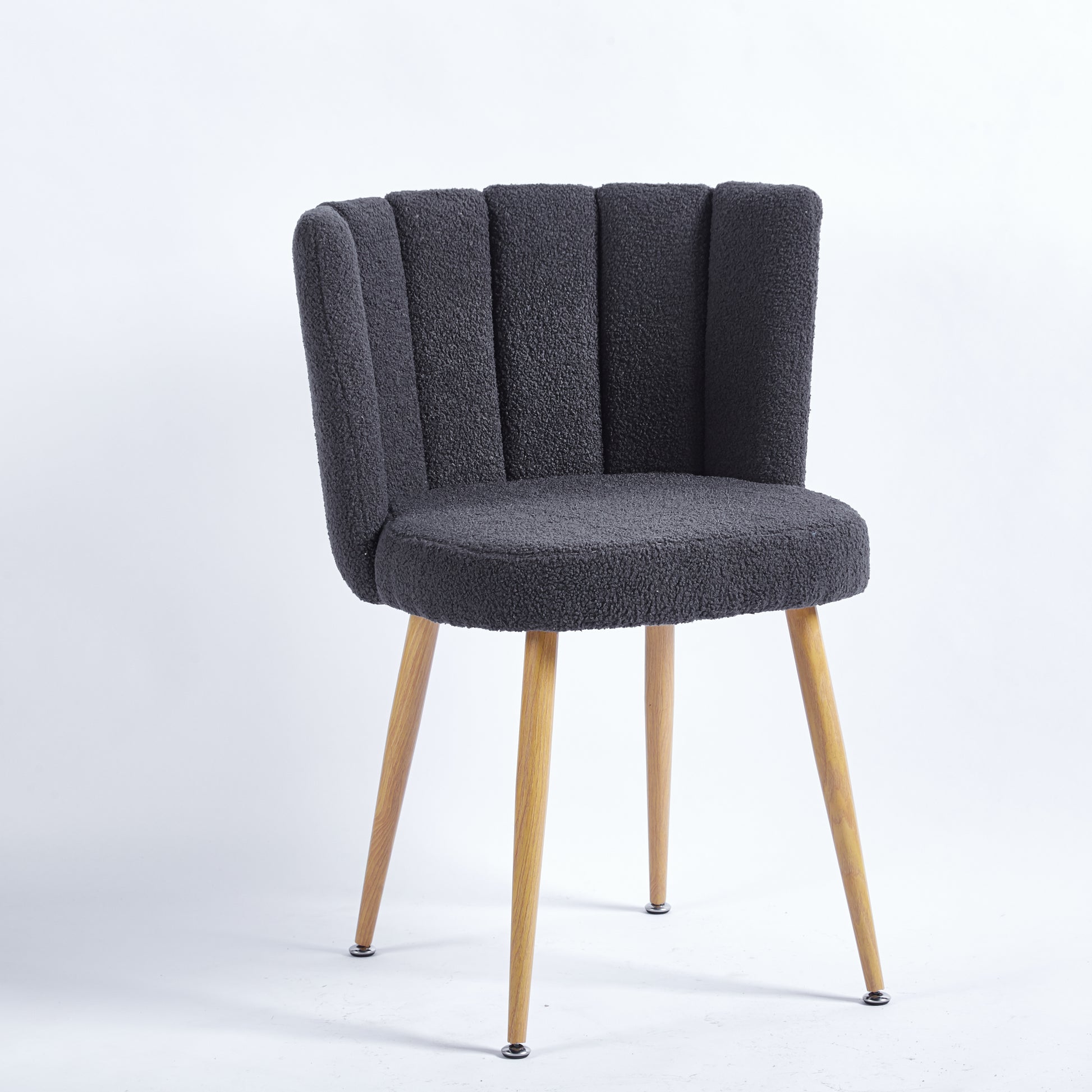 Modern Gray Dining Chair Set Of 2 With Iron Tube Wood Color Legs, Shorthair Cushions And Comfortable Backrest, Suitable For Dining Room, Living Room, Cafe, Simple Structure. Grey Fabric