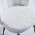 Modern White Dining Chair Set Of 2 With Iron Tube Wood Color Legs, Shorthair Cushions And Comfortable Backrest, Suitable For Dining Room, Living Room, Cafe, Simple Structure. White Fabric