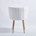 Modern White Dining Chair Set Of 2 With Iron Tube Wood Color Legs, Shorthair Cushions And Comfortable Backrest, Suitable For Dining Room, Living Room, Cafe, Simple Structure. White Fabric