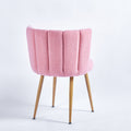 Modern Pink Dining Chair Set Of 2 With Iron Tube Wood Color Legs, Shorthair Cushions And Comfortable Backrest, Suitable For Dining Room, Living Room, Cafe, Simple Structure. Light Pink Fabric