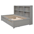 Twin Bed With Side Bookcase, Drawers ,Grey Twin Grey Pine