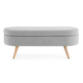 Ottoman Oval Storage Bench, Rubber Wood Legs, Grey 43.5