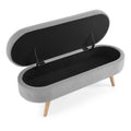 Ottoman Oval Storage Bench, Rubber Wood Legs, Grey 43.5