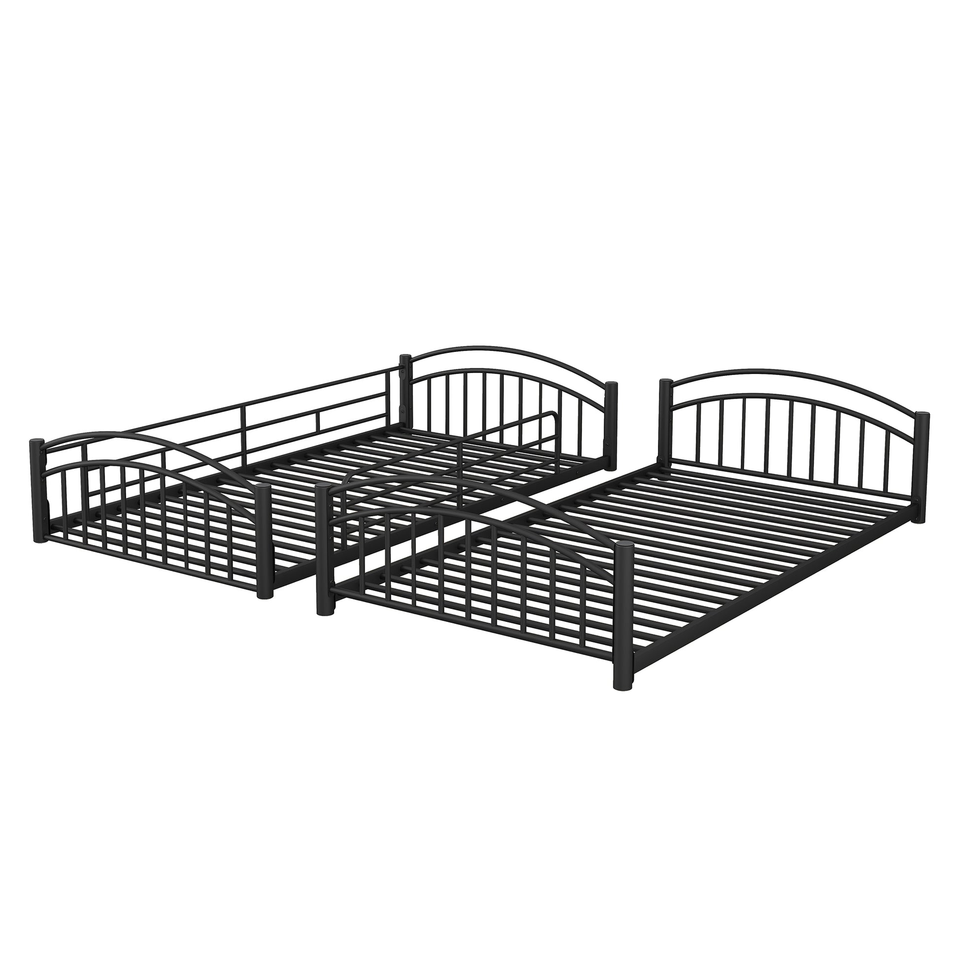 Twin Over Twin Metal Bunk Bed With Slide,Kids House Bed Black Red Black Metal