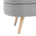 Ottoman Oval Storage Bench, Rubber Wood Legs, Grey 43.5