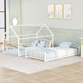 Twin Over Twin Metal Bunk Bed With Slide,Kids House Bed White White Metal