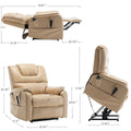 Lounge Chair Lift Chair Relax Sofa Chair Sitting Room Furniture Sitting Room Power Supply Elderly Electric Lounge Chair 180 Degree Lying Flat Beige Yellow Cotton Pu