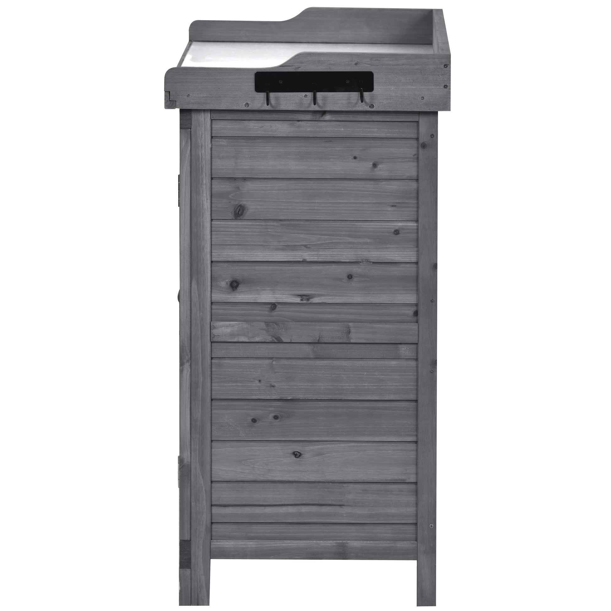 Outdoor 39" Potting Bench Table, Rustic Garden Wood Workstation Storage Cabinet Garden Shed With 2 Tier Shelves And Side Hook, Grey Grey Garden & Outdoor Casual Wood Solid Wood