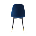 Blue Velvet Tufted Accent Chairs With Golden Color Metal Legs, Modern Dining Chairs For Living Room,Set Of 4 Metal Plaid Blue Dining Room Powder Coated Foam Dry Clean Modern Dining Chairs Solid Back