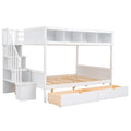 Twin Over Full Bunk Bed With Shelfs, Storage Staircase And 2 Drawers, White White Solid Wood Mdf