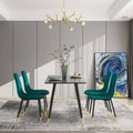 Dark Green Velvet Tufted Accent Chairs With Golden Color Metal Legs, Modern Dining Chairs For Living Room,Set Of 4 Metal Plaid Dark Green Dining Room Powder Coated Foam Dry Clean Modern Dining Chairs Solid Back Foam Velvet