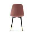 Pink Velvet Tufted Accent Chairs With Golden Color Metal Legs, Modern Dining Chairs For Living Room,Set Of 2 Metal Plaid Pink Dining Room Powder Coated Foam Dry Clean Modern Dining Chairs Solid Back Foam Velvet