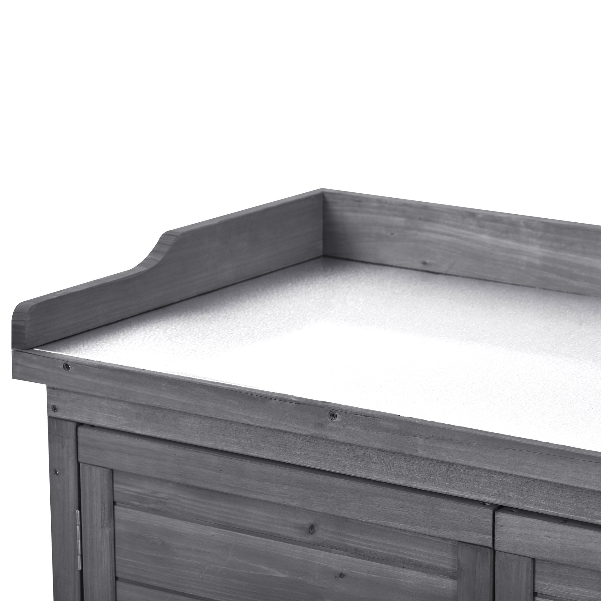 Outdoor 39" Potting Bench Table, Rustic Garden Wood Workstation Storage Cabinet Garden Shed With 2 Tier Shelves And Side Hook, Grey Grey Garden & Outdoor Casual Wood Solid Wood