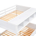 Twin Over Full Bunk Bed With Shelfs, Storage Staircase And 2 Drawers, White White Solid Wood Mdf