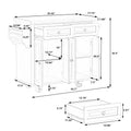 Kitchen Island Cart With Two Storage Cabinets And Two Locking Wheels,43.31 Inch Width,4 Door Cabinet And Two Drawers,Spice Rack, Towel Rack White White Mdf