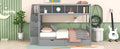 Twin Over Full Bunk Bed With Shelfs, Storage Staircase And 2 Drawers, Gray Gray Solid Wood Mdf