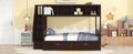 Twin Over Full Bunk Bed With Shelfs, Storage Staircase And 2 Drawers, Espresso Espresso Solid Wood Mdf