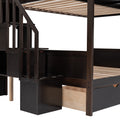 Twin Over Full Bunk Bed With Shelfs, Storage Staircase And 2 Drawers, Espresso Espresso Solid Wood Mdf