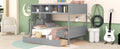 Twin Over Full Bunk Bed With Shelfs, Storage Staircase And 2 Drawers, Gray Gray Solid Wood Mdf