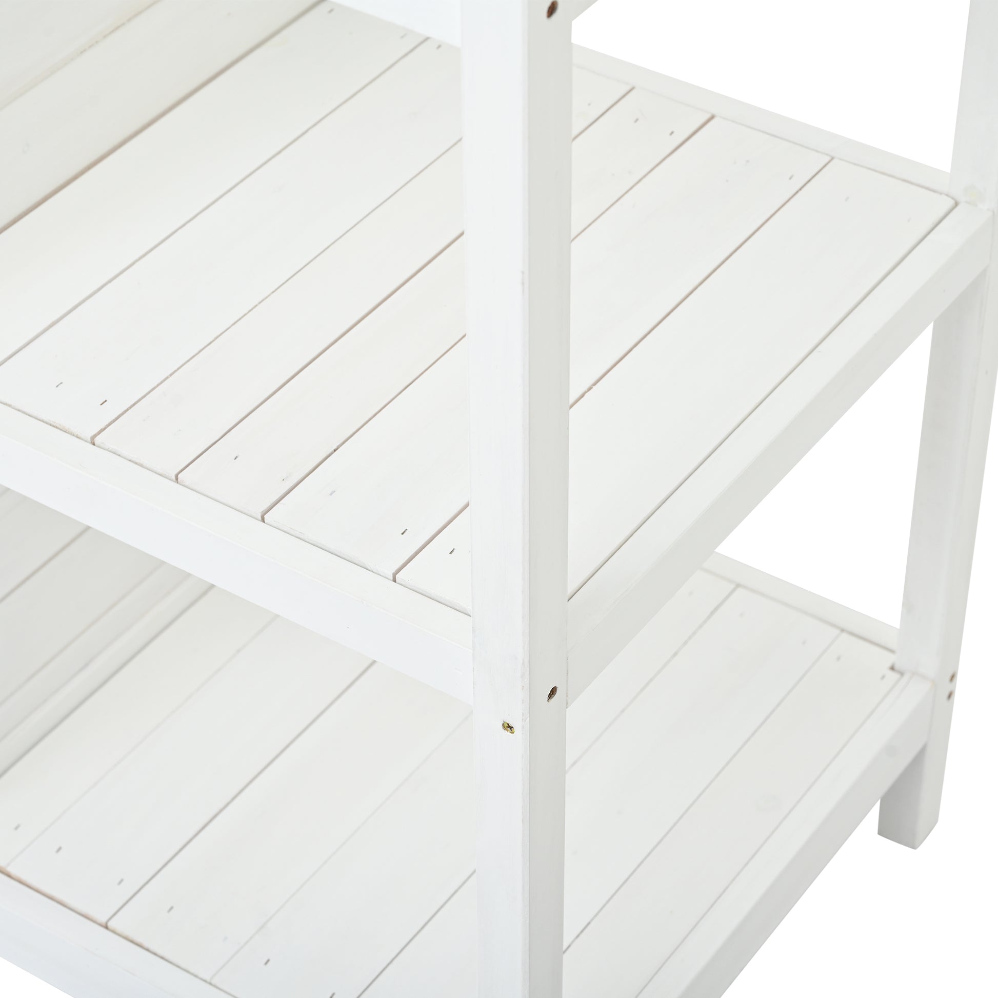 66" Large Outdoor Farmhouse Wooden Potting Bench Table, Garden Workstation With 2 Drawers, Cabinet And Open Shelves For Backyard, Mudroom, White White Garden & Outdoor Casual Wood Solid Wood