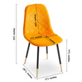 Orange Velvet Tufted Accent Chairs With Golden Color Metal Legs, Modern Dining Chairs For Living Room,Set Of 2 Metal Plaid Orange Dining Room Powder Coated Foam Dry Clean Modern Solid Back Foam Velvet