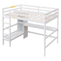 Full Size Loft Bed With Multifunction Shelves And Under Bed Desk, White White Pine