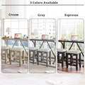 Farmhouse 3 Piece Counter Height Dining Table Set With Usb Port And Upholstered Stools,Cream Wood Wood Cream Seats 2 Wood Dining Room Solid Wood Farmhouse Rubberwood Trestle Rectangular Foam Solid Wood