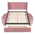 Upholstered Platform Bed Queen Size Storage Velvet Bed With Wingback Headboard And 1 Big Drawer,2 Side Storage Stool Pink Pink Upholstered