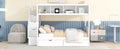 Twin Over Full Bunk Bed With Shelfs, Storage Staircase And 2 Drawers, White White Solid Wood Mdf