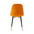 Orange Velvet Tufted Accent Chairs With Golden Color Metal Legs, Modern Dining Chairs For Living Room,Set Of 2 Metal Plaid Orange Dining Room Powder Coated Foam Dry Clean Modern Solid Back Foam Velvet