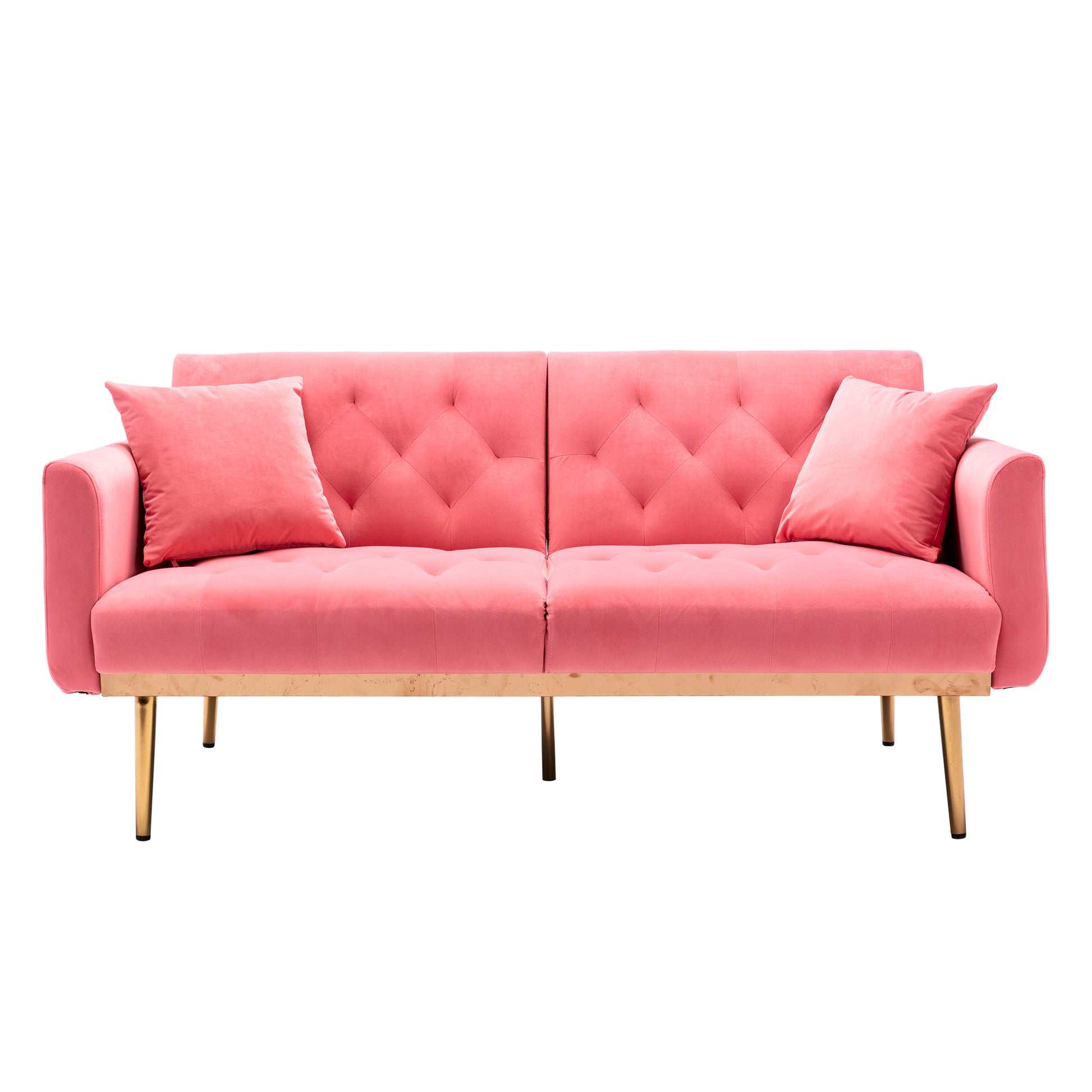 Coolmore Velvet Sofaaccent Sofa .Seat Sofa With Metal Feet Peach Polyester