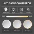 24 Inch Switch Held Memory Led Mirror, Wall Mounted Vanity Mirrors, Bathroom Anti Fog Mirror, Dimmable Bathroom Mirror Silver Glass