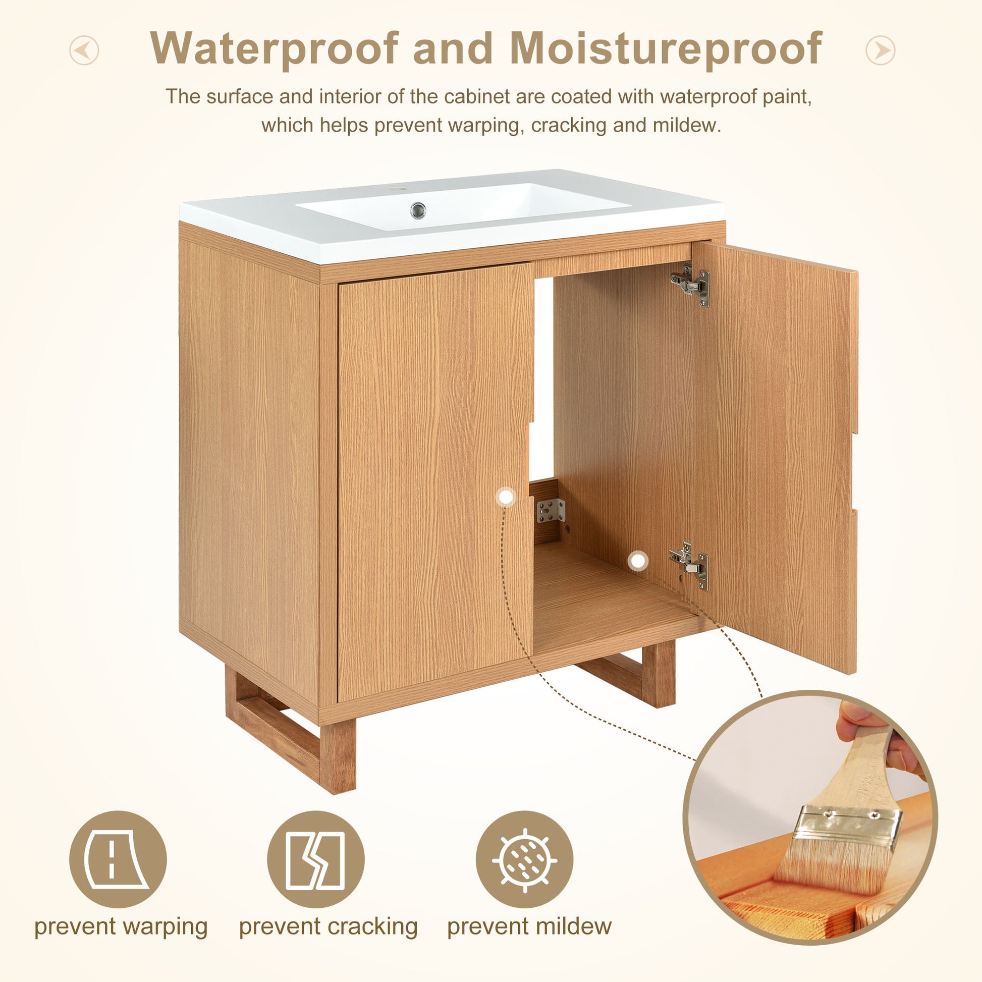 30" Bathroom Vanity Set With Sink, Combo Cabinet, Bathroom Storage Cabinet, Solid Wood Frame Burly Wood Solid Wood Mdf