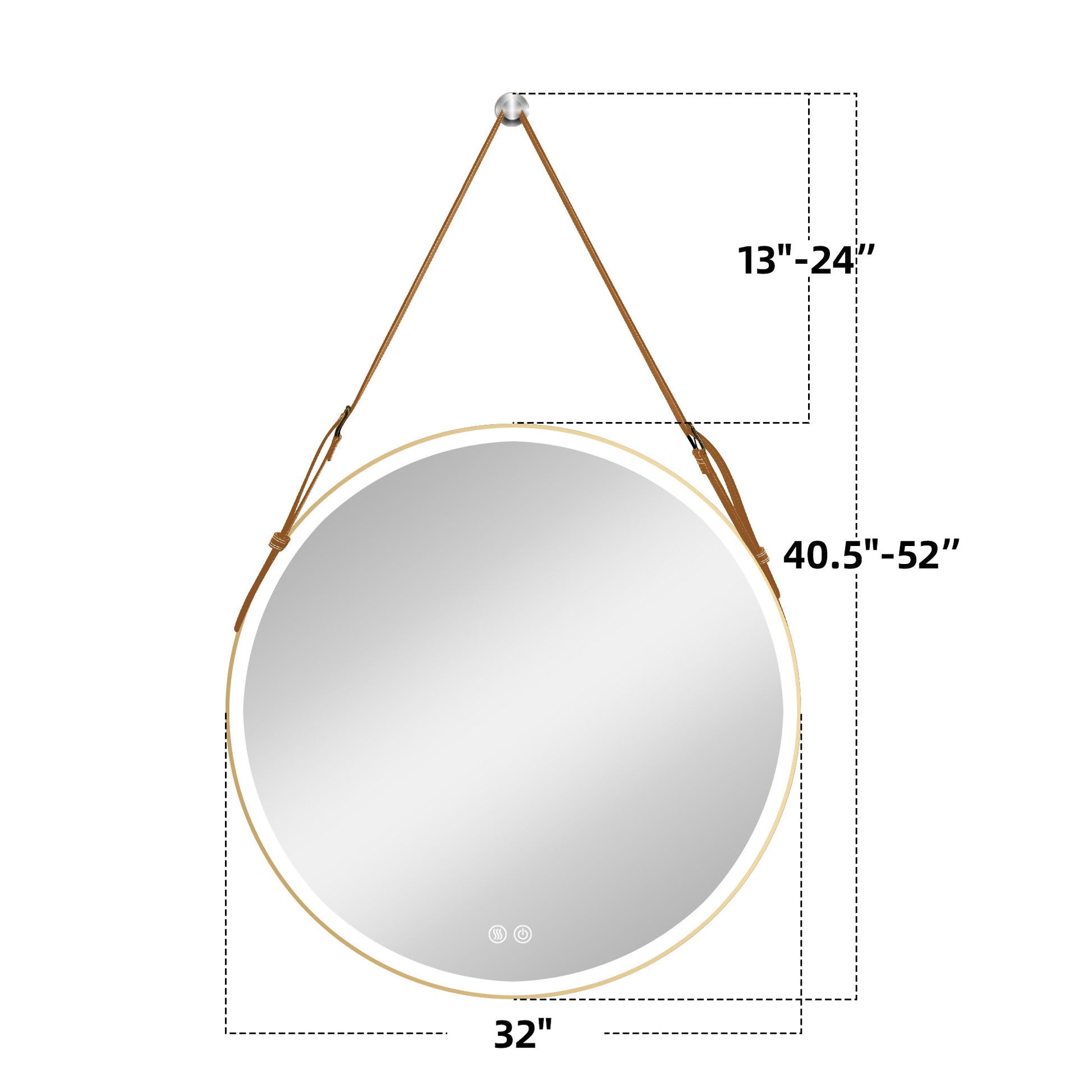 Bathroom Led Mirror 32 Inch Round Bathroom Mirror With Lights Smart 3 Lights Dimmable Illuminated Bathroom Mirror Wall Mounted Large Led Mirror Anti Fog Lighted Vanity Mirror Gold Modern Aluminium